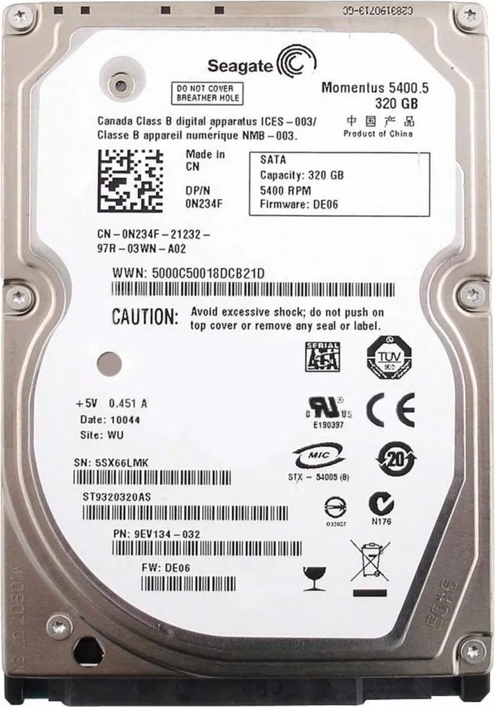 Upgrade Economico Laptop: Seagate 320GB Hard Disk 2.5 SATA