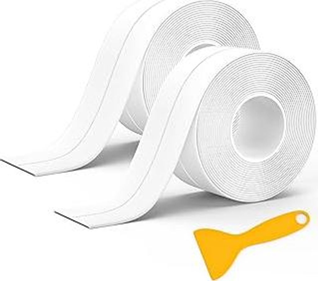 Mokani 2 Rollen Dichtungsband Selbstklebend, Dichtband Selbstklebend, PVC Dichtungsstreifen Wasserdicht Klebeband, Dichtungsband für Küche,Badezi...