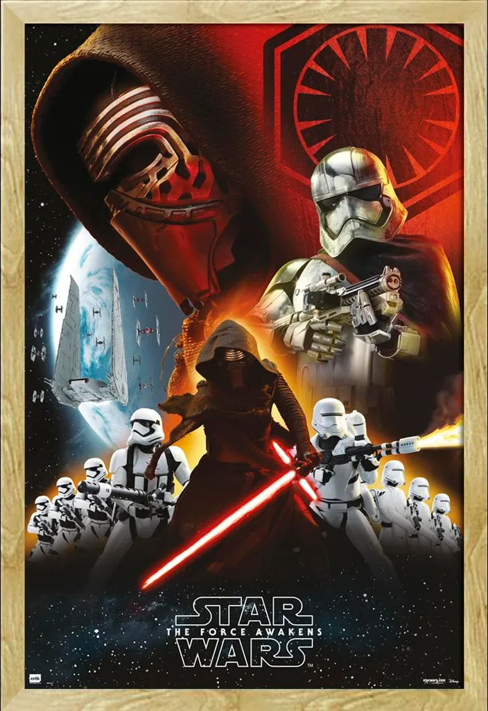 Star Wars - Poster - EP7 Empire Black + cornice rimovibile, Shinsuke® Maxi MDF faggio, vetro acrilico
