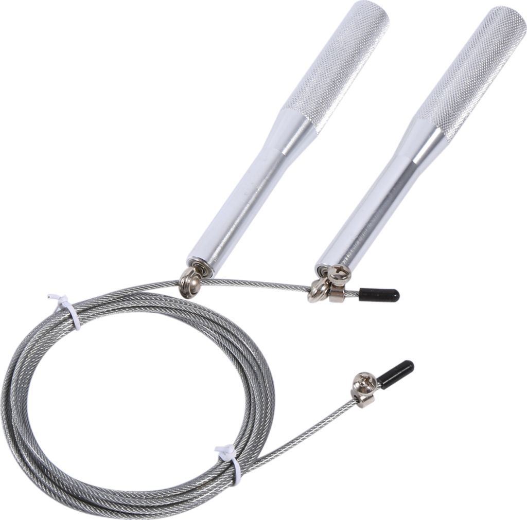Aluminium Speed Springseil, verstellbares Stahlseil für Fitness & Cardio, langlebiges Skipsseil mit 3m Seil & 15cm Griff, silber