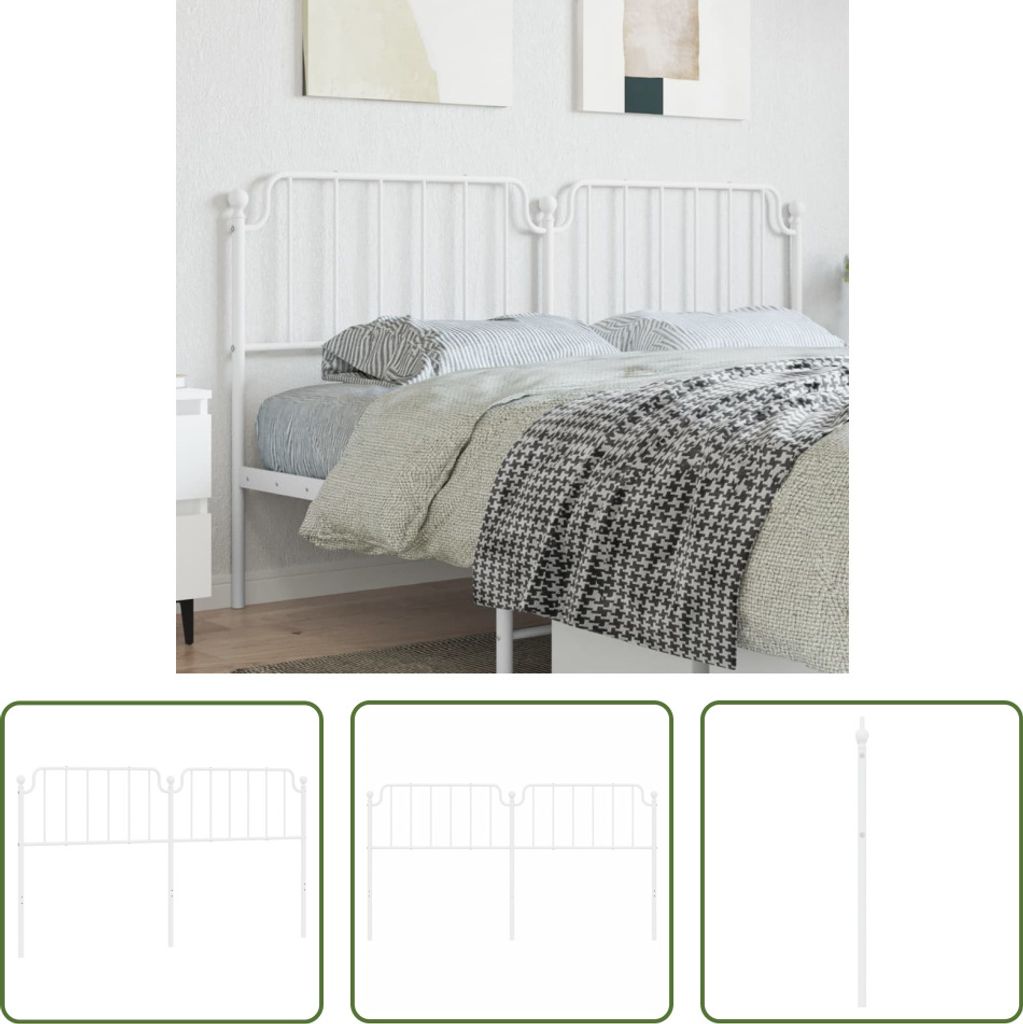 The Living Store Kopfteil Metall Weiß 180 cm