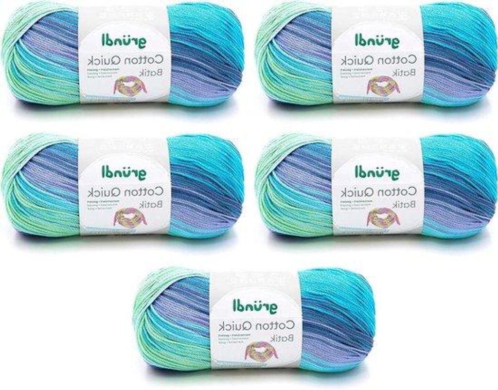 Baumwolle Batik Yarn 100g/260 m Lichtblau-Purpur-Grün - Pack von 5