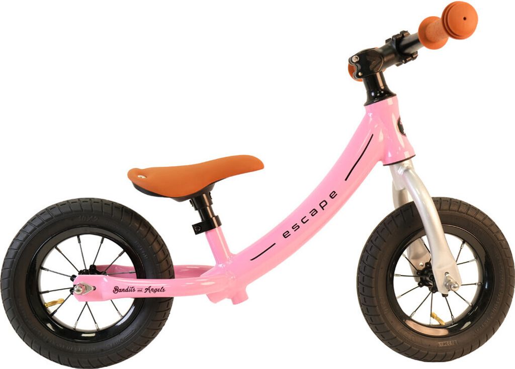 Bandits & Angels Laufrad Escape Pink ab 2 Jahren für Jungen und Mädchen – Metall – Rosa Lauflernrad – mit verstellbarem Sattel und 10 Zoll ...
