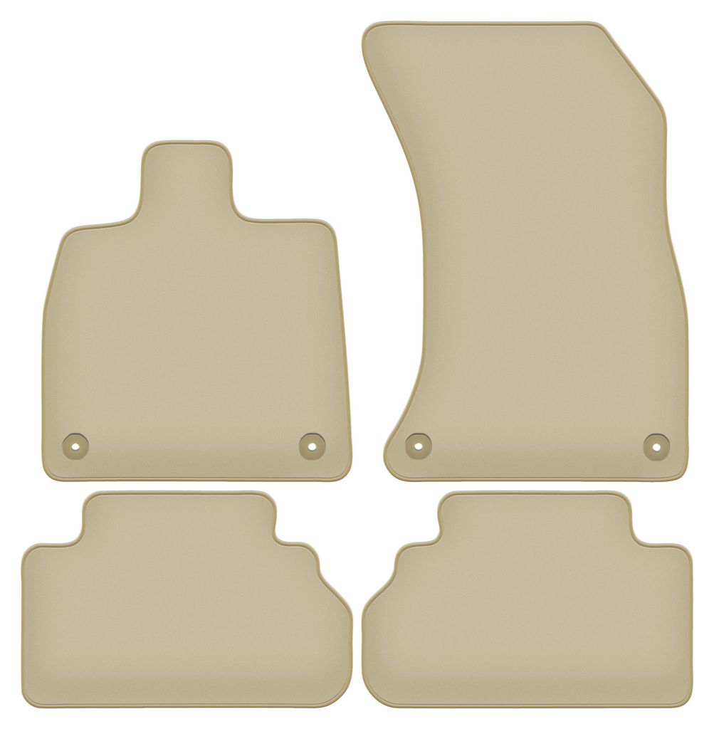 Velours-Fußmatten PREMIUM beige passend für Audi Q5 FYT (2021-2022, Sportback Plug-in-Hybrid) – mit Befestigungen – passgenau