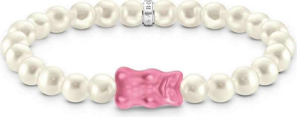 Thomas Sabo A2154-082-9-L17 Goldbären Perlenarmband pink 17 Produktbild 1