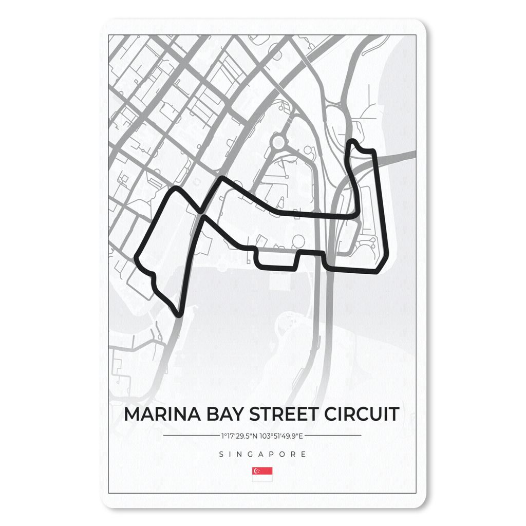 MuchoWow Mauspad Mousepad Rennsport - Sport - Rennstrecke - Singapur - Marina Bay Street Circuit - Weiß 40x60 cm - Mousepads - Maus Mat - Pad - ...