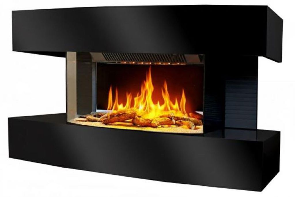 CHEMIN'ARTE - Elektrischer Wandkamin Lounge Medium Schwarz 82 cm LED-Flammeneffekt, programmierbare Heizung, Fernbedienung