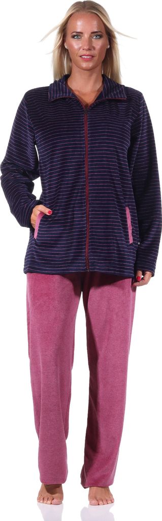 Damen Hausanzug in Streifenoptik, Homewear Nicky Velvet;marine,52
