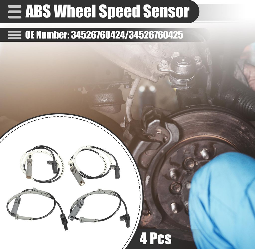 Vorderer hinterer linker rechter ABS-Sensor, für BMW 128i, Kunststoff, Schwarz, 4 Stück