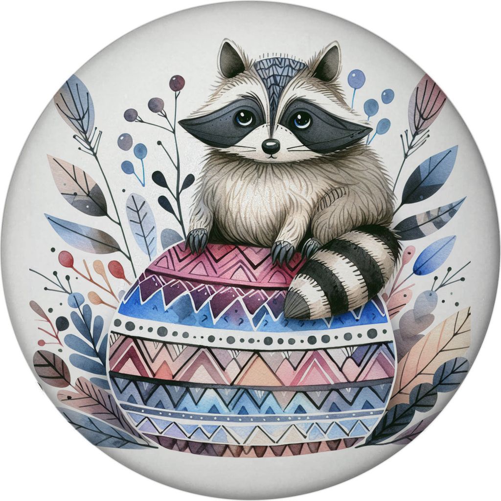 Waschbär auf buntem Ball Magnet rund rund