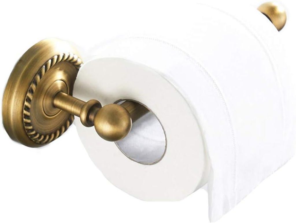 Antiker, wandmontierter Toilettenpapierhalter aus Messing, Retro-Badezimmerrollenhalter mit Handyhalterung