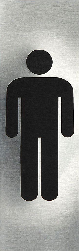 WC Symbol Mann selbstklebend, 48 x 150 mm, Edelstahl gebürstet