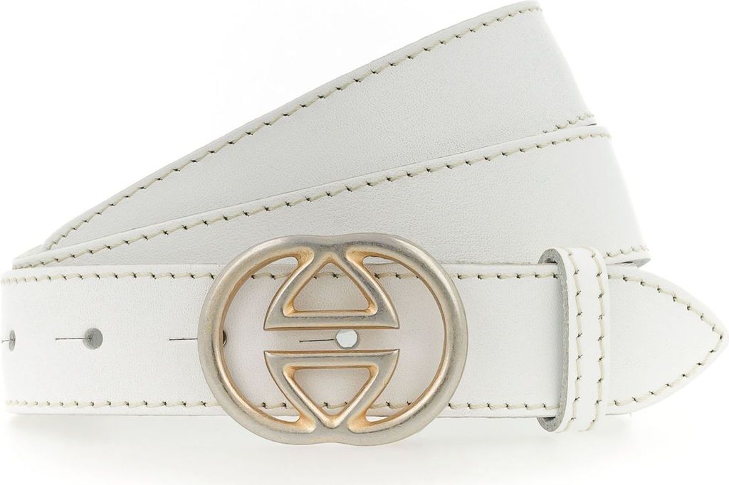 Vanzetti Leder Gürtel Leather Buckel Belt W100 White weiß