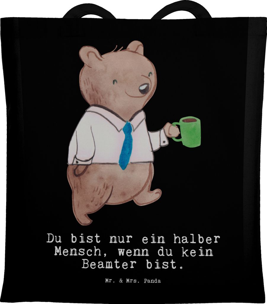 Mr. & Mrs. Panda Shopping Tasche Beamter Herz - Schwarz - Geschenk, Jutebeutel, Schultasche, Tote Bag, Amt, Studium, Laptoptasche, Öffentlicher Di...