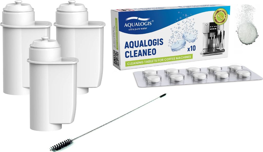 Set für Siemens AL-Inte 3tlg, Cleaneo, Bürste AQ-676 - Reinigungstabletten - Kaffeevollautomaten Reinigungstabletten