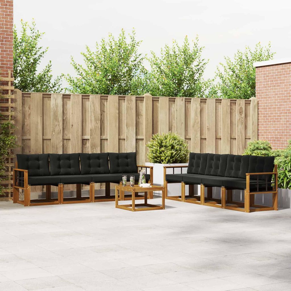 "Neues Produkt" Outdoor-Sofagarnitur ANTI-UV - CLORIS - mit Kissen - 9 pcs - Natürlich und Schwarz - Modern Gartensofas V347