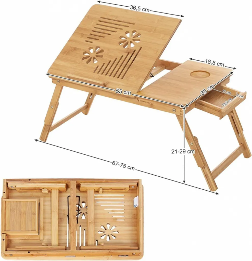 Table Ordinateur Portable Bambou 61cm : Fini la Surchauffe et le Mal de Dos