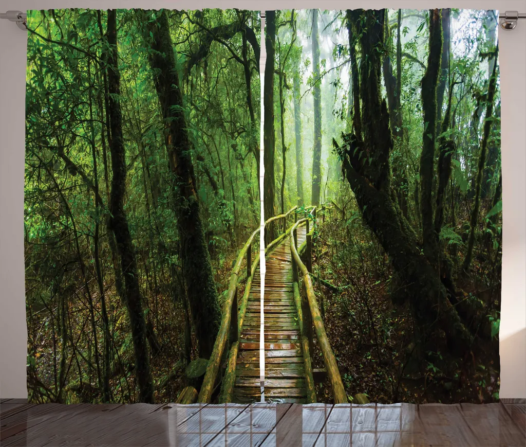 Rideaux Occultants Partiels Motif Forêt, Masquer le Vis-à-vis, 280x225cm