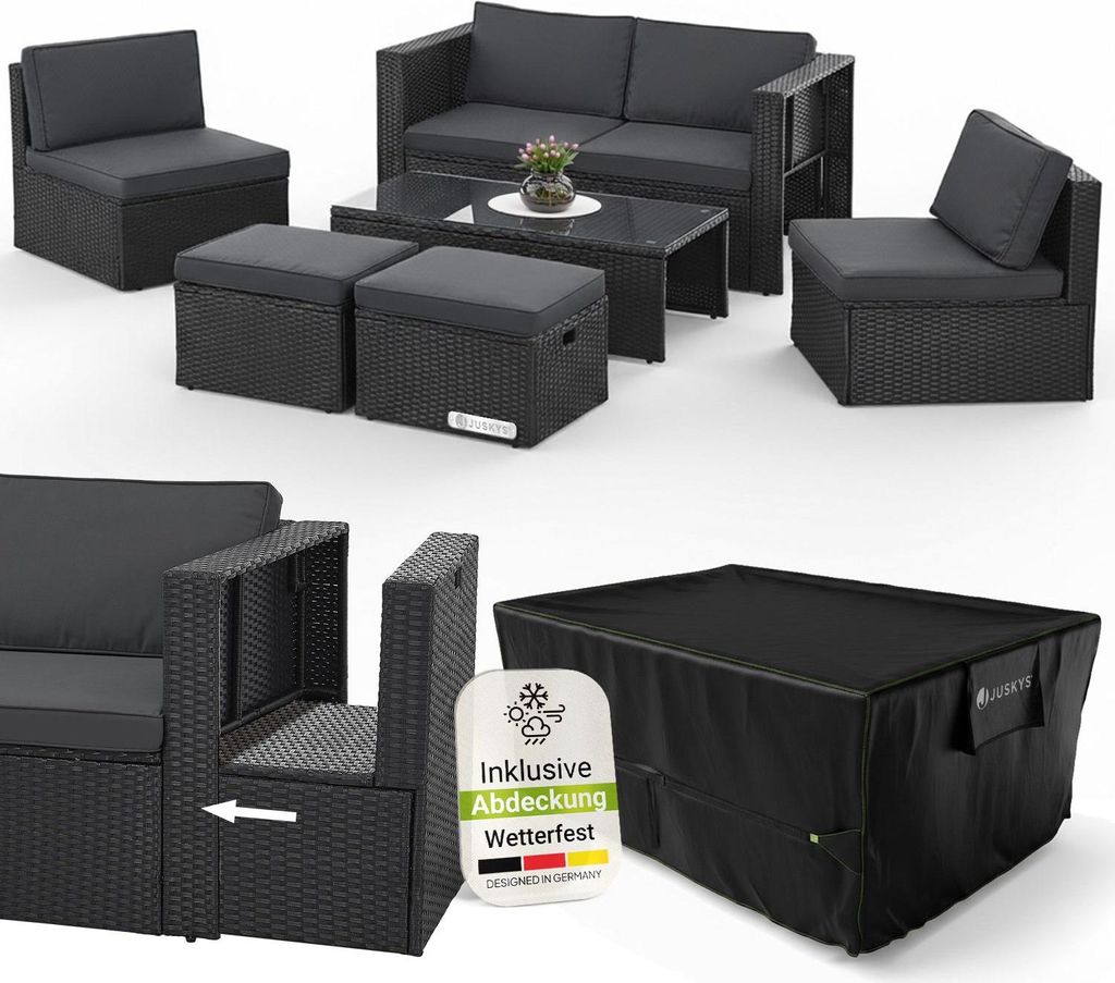 Juskys Polyrattan Gartenmöbel Set Salou inkl. Abdeckung - Produktbild 