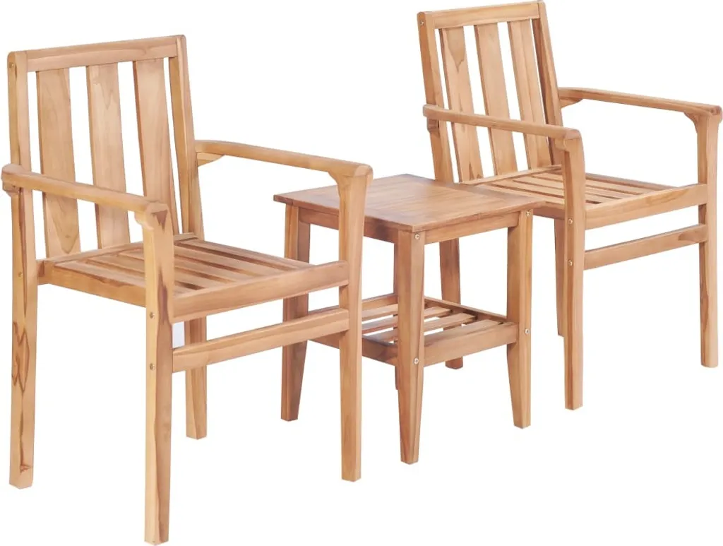 Ensemble de bistro de jardin 3 pcs en bois de teck massif - Modèle T35