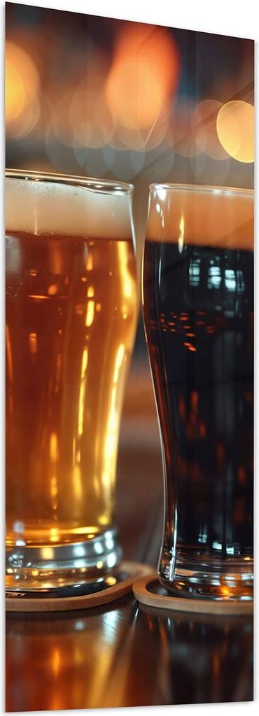 Glasbild 60x150cm in XXL für Wohnzimmer, Schlafzimmer Motiv Drei Biergläser Bar