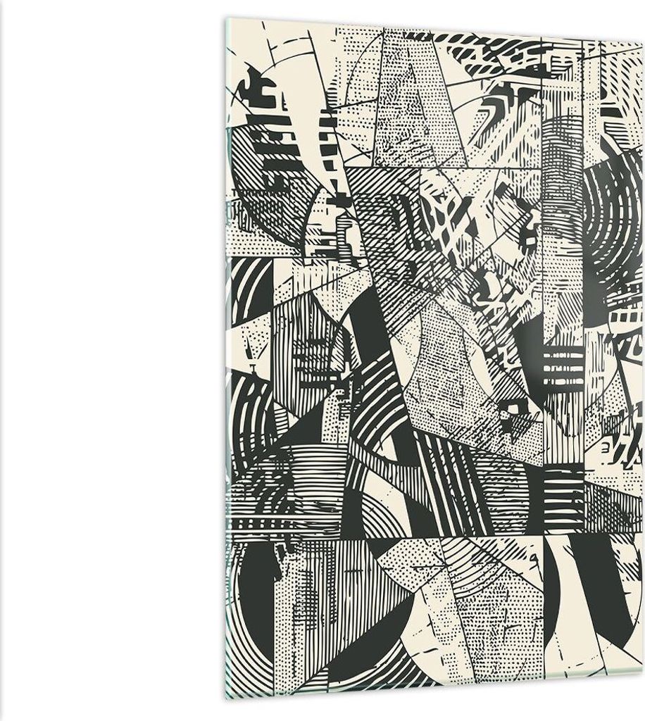 Bilder auf glas - Einteilig - Abstraktion Vintage Schwarz - 80x120cm - Glasbilder - Wandbilder - Bilder - Wanddekoration aus Glas - Glas Bilder - W...
