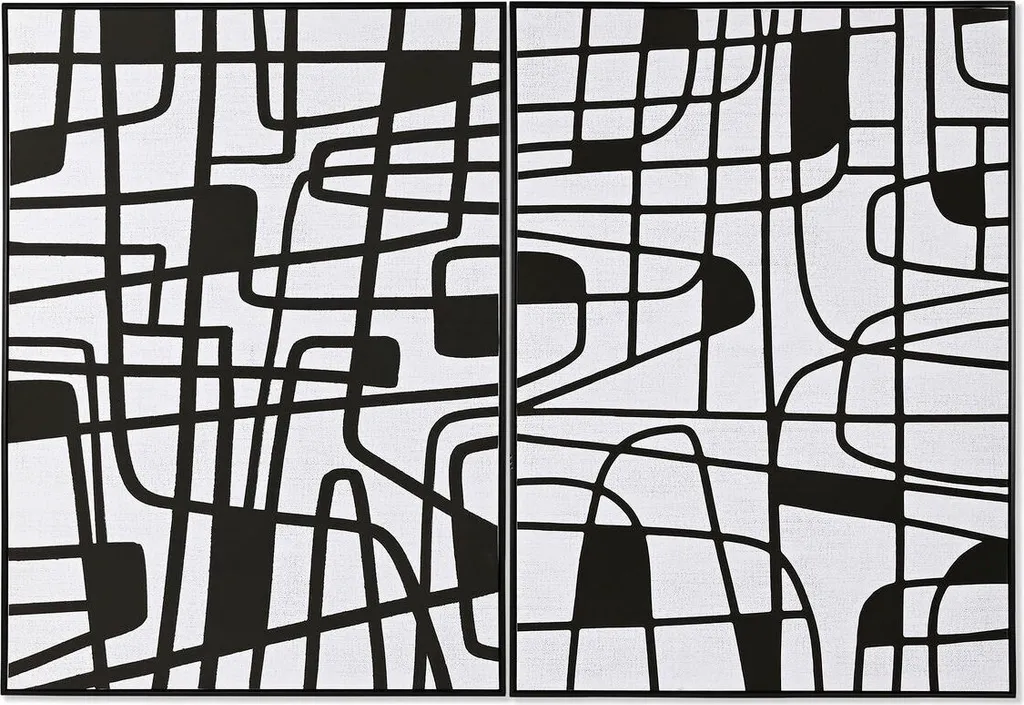 Tableau Home ESPRIT Blanc Noir Moderne 103 x 143 cm Lot de 2 Pièces