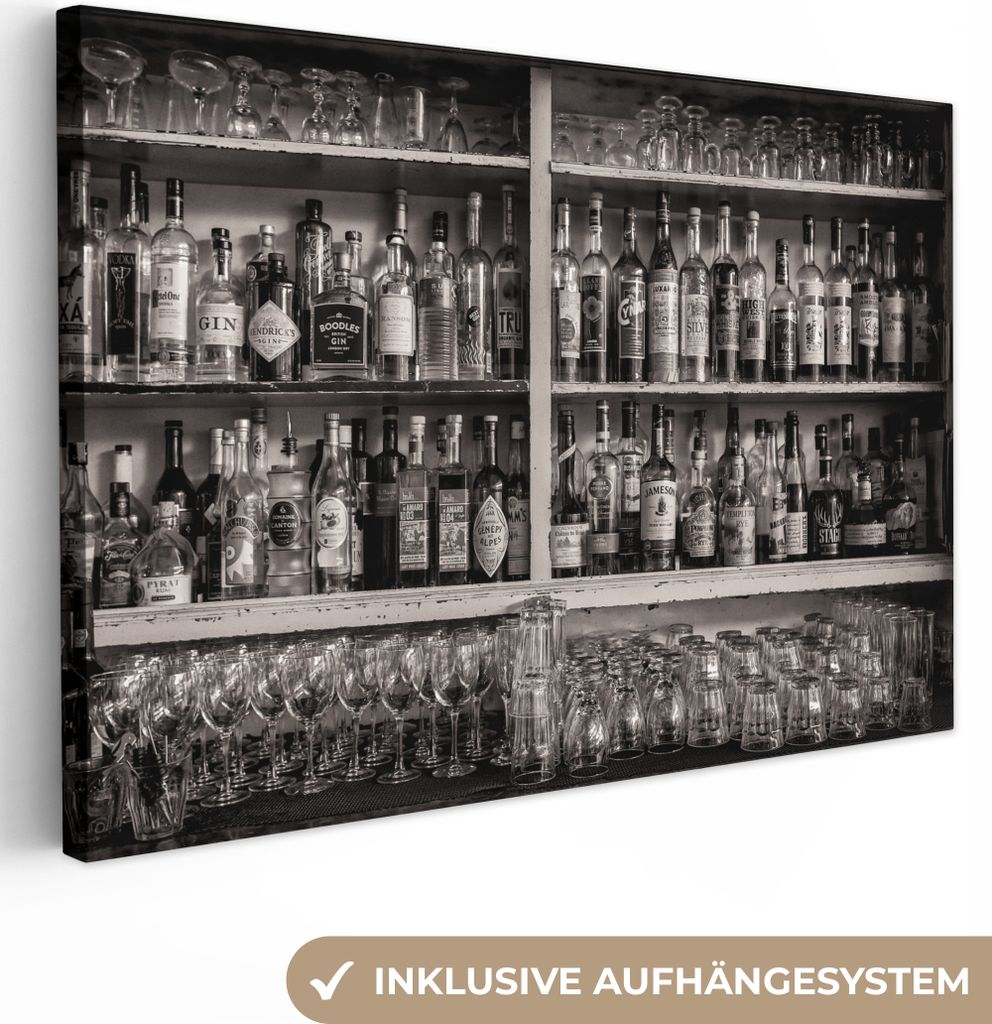 OneMillionCanvasses - Leinwandbilder - 140x90 cm, Bar - Alkohol - Spirituosen - Stilleben, Wandbilder Kunstdruck Wanddekoration - Foto auf Leinwa...