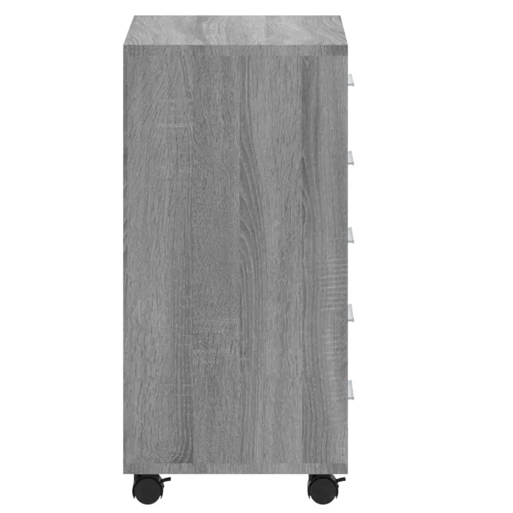 Cassettiera SYFAX™ Grigio Sonoma Legno Multistrato Ruote Salvaspazio Casa - 6