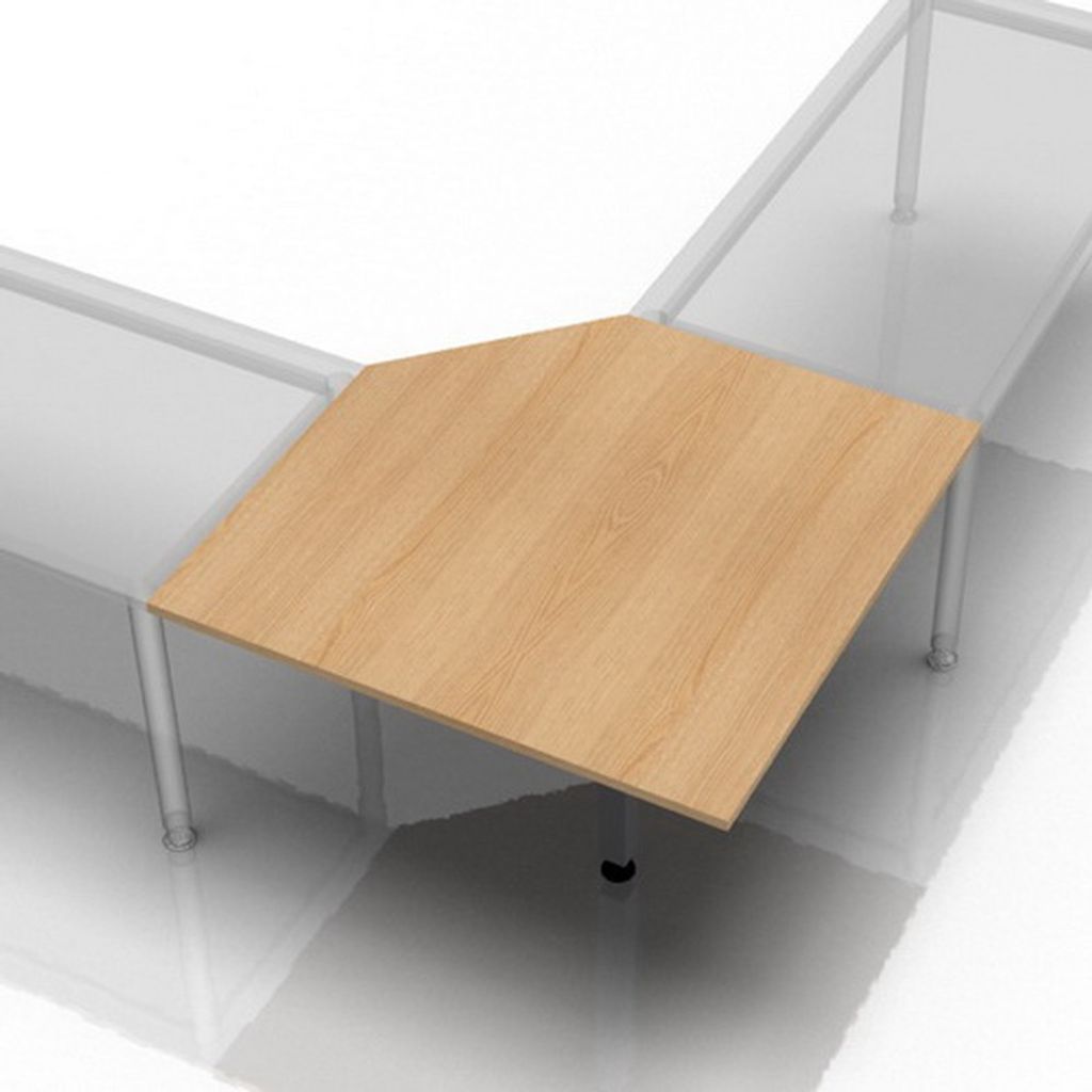Verkettungsplatte trapezform 120x120cm mit Konsole/Fuß Eiche/Graphit