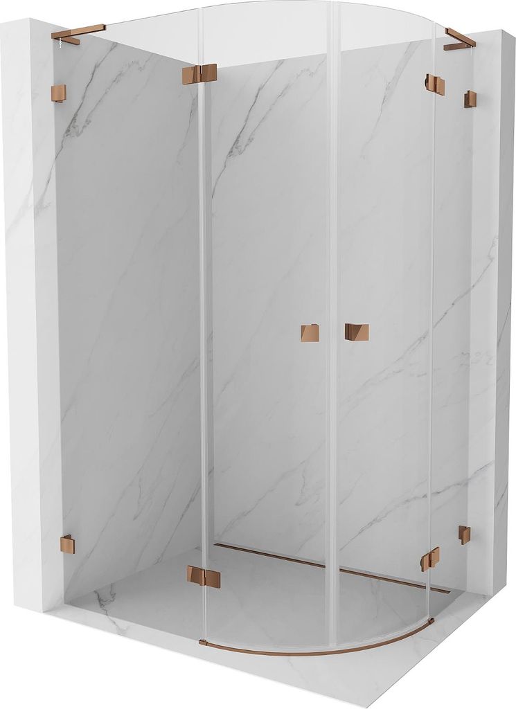 Mexen Lunar L Halbkreis-Duschkabine mit Schwingtür links 100 x 90 cm, Transparent, Roségold - 833L-100L-090P-60-00
