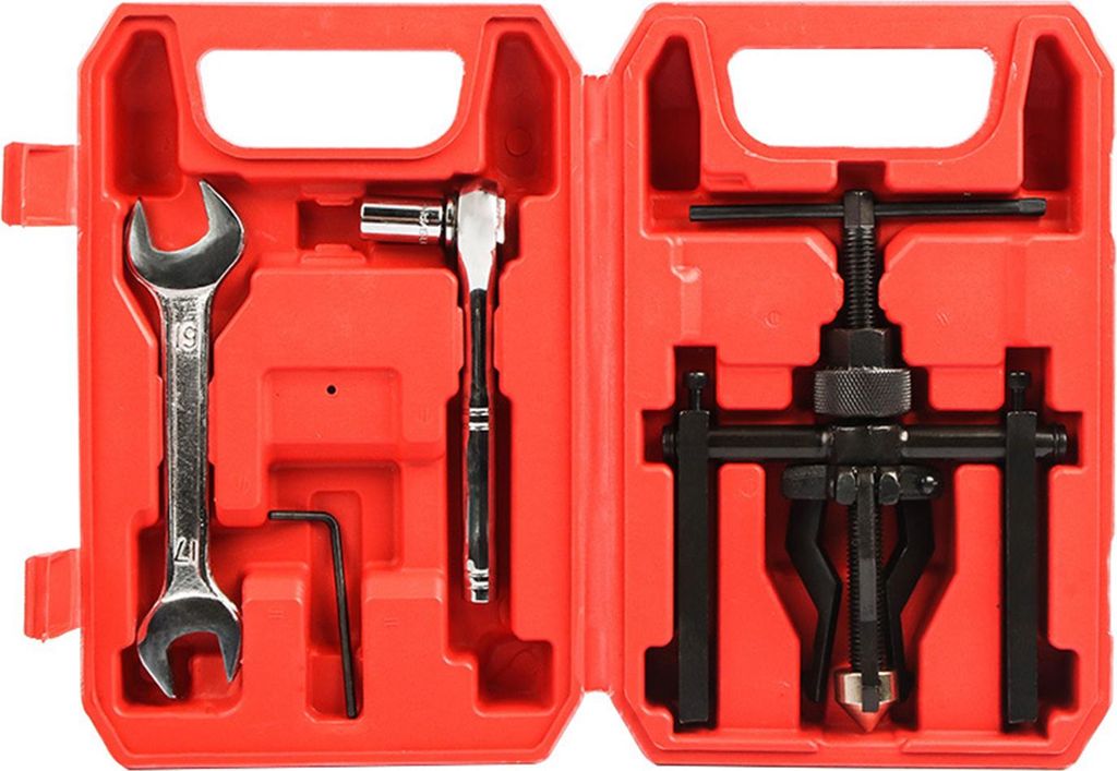 5-teiliges 3-Backen-Abzieher-Set für Motorradlager, robuste Buchsen- und Zahnradabzieher mit 1/4"-Steckschlüssel, Ratschenschlüssel und Maulschl...