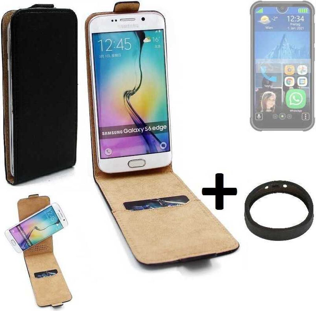 K-S-Trade TOP SET Handyhülle kompatibel mit Bea-fon MX1 360° Flipstyle Schutzhülle Smartphone Tasche schwarz + TPU Bumper, Case Hülle Flip cover