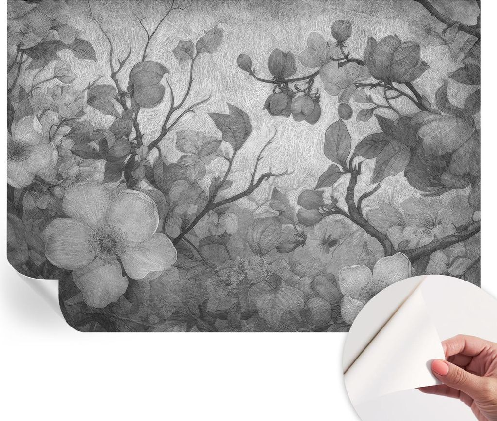 Selbstklebende Wandtapete - Dekorative Tapete für Wohnzimmer - Klebefolie für Wandbilder - Tapetenfolie für Wanddekoration - 208x146 cm - Blüte...