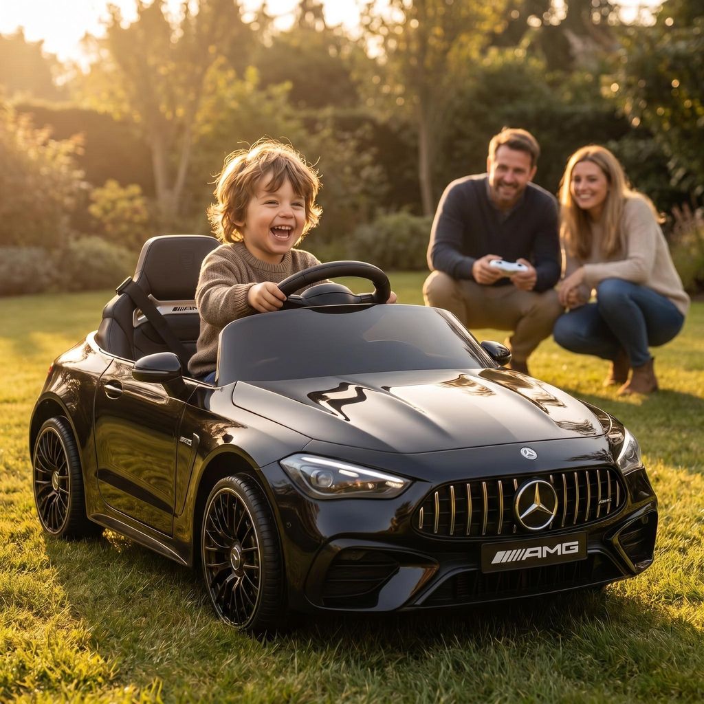 Kinder Elektroauto elektrisch Mercedes AMG CLE 53 | Kinderauto - Kinderfahrzeug - Bremsautomatik - mit Fernbedienung - 3-5 km/h - ab 3 Jahre - Schwarz
