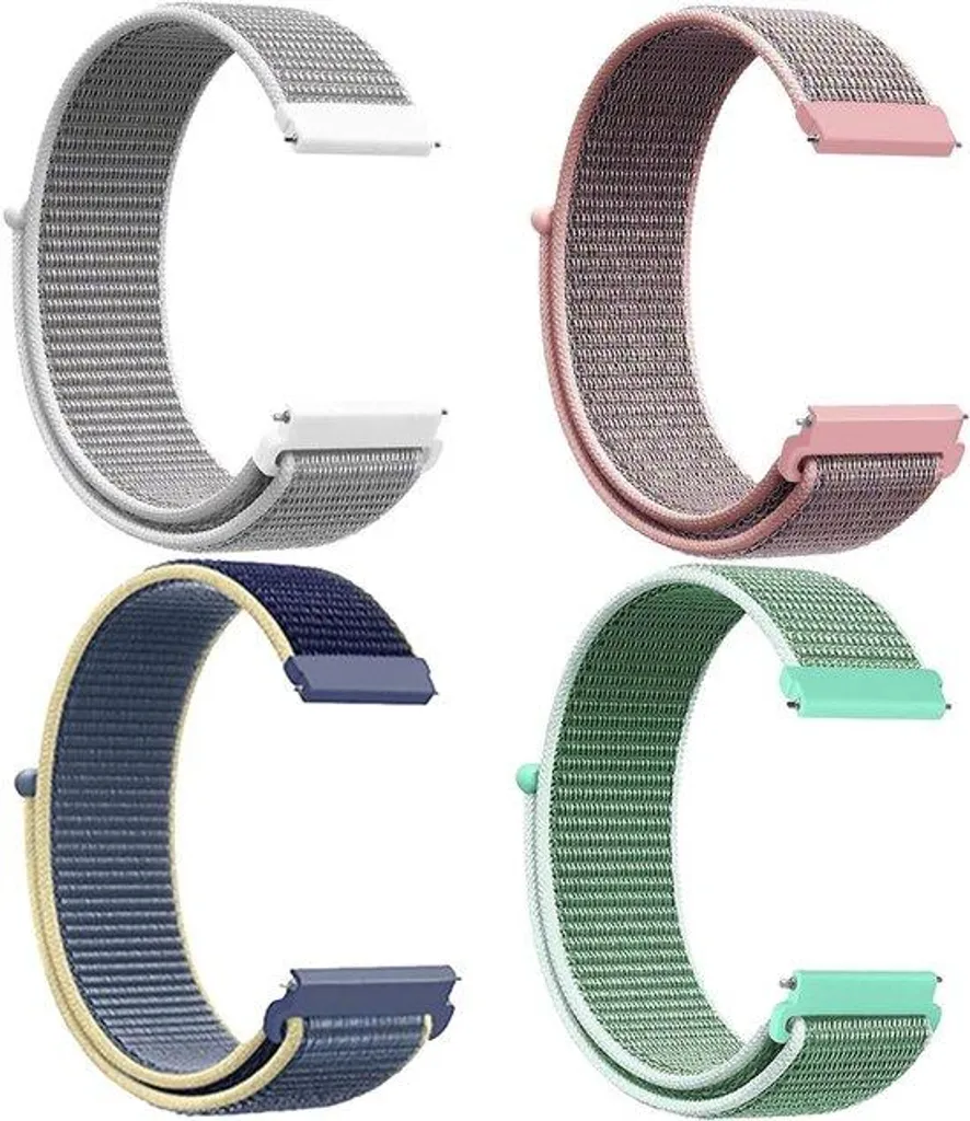 Lot de 4 Bracelets Nylon 22mm 20mm Élastiques à Fermeture Rapide