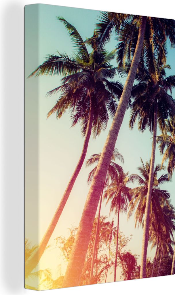 OneMillionCanvasses - Leinwandbilder - 90x140 cm, Palme - Sommer - Retro - Sonne, Wandbilder Kunstdruck Wanddekoration - Foto auf Leinwand - Gem...