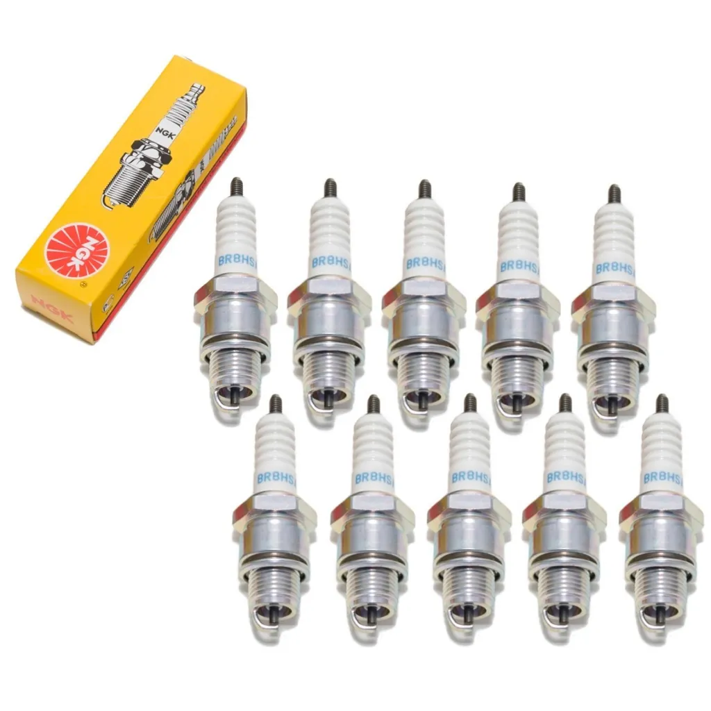 Set di candele di accensione NGK 10x BR8HSA con soppressione delle interferenze, filettatura corta 12,7 mm Ø 14,0 mm esagono 20,8 mm, distanza tra gli elettrodi 0,75 mm, potere calorifico 8, 5539
