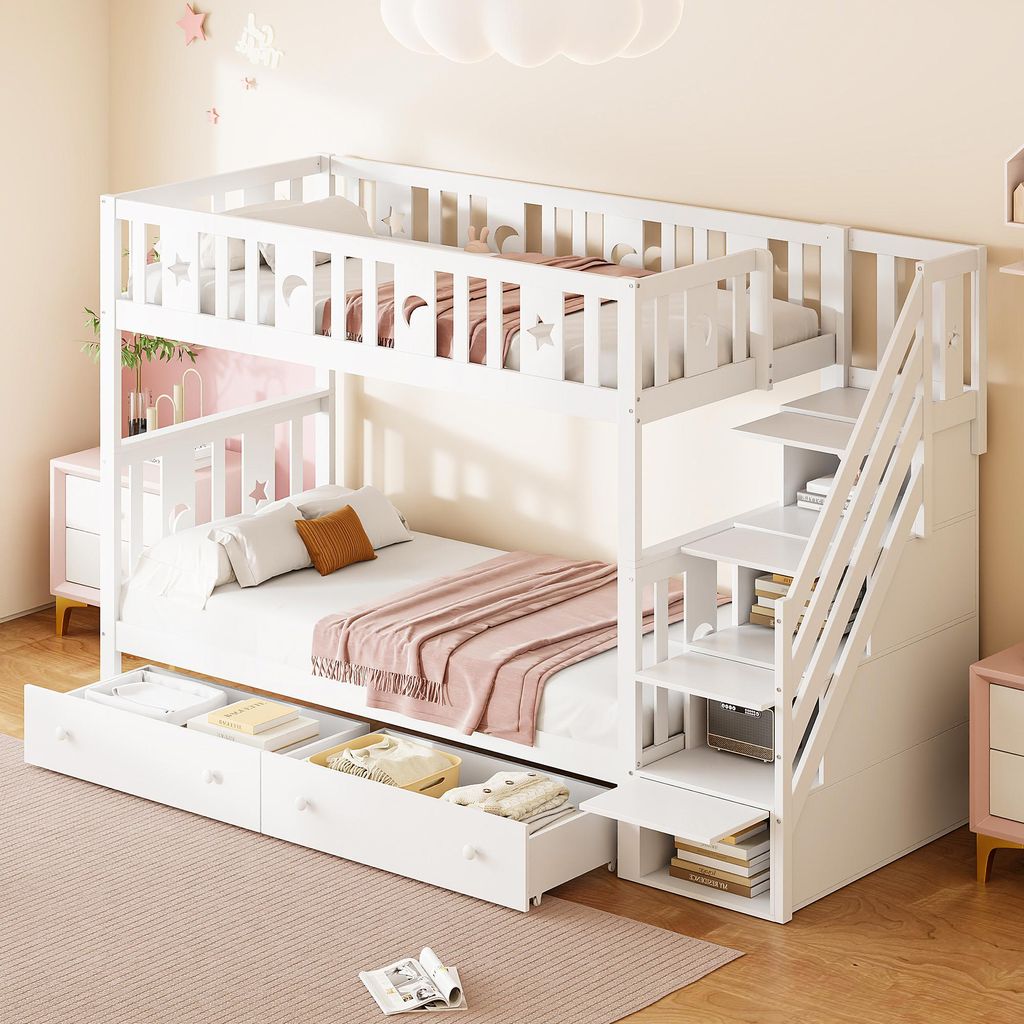 Letto a castello Flieks 90x200cm con 2 cassetti, letto a Immagine del prodotto 