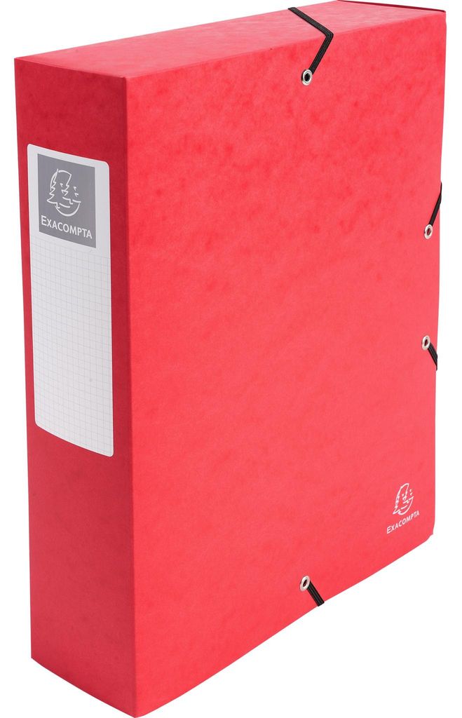 Exacompta 6x Archivbox Karton, 600g, Rücken 80mm + Etikett, A4, Rot, 50835E