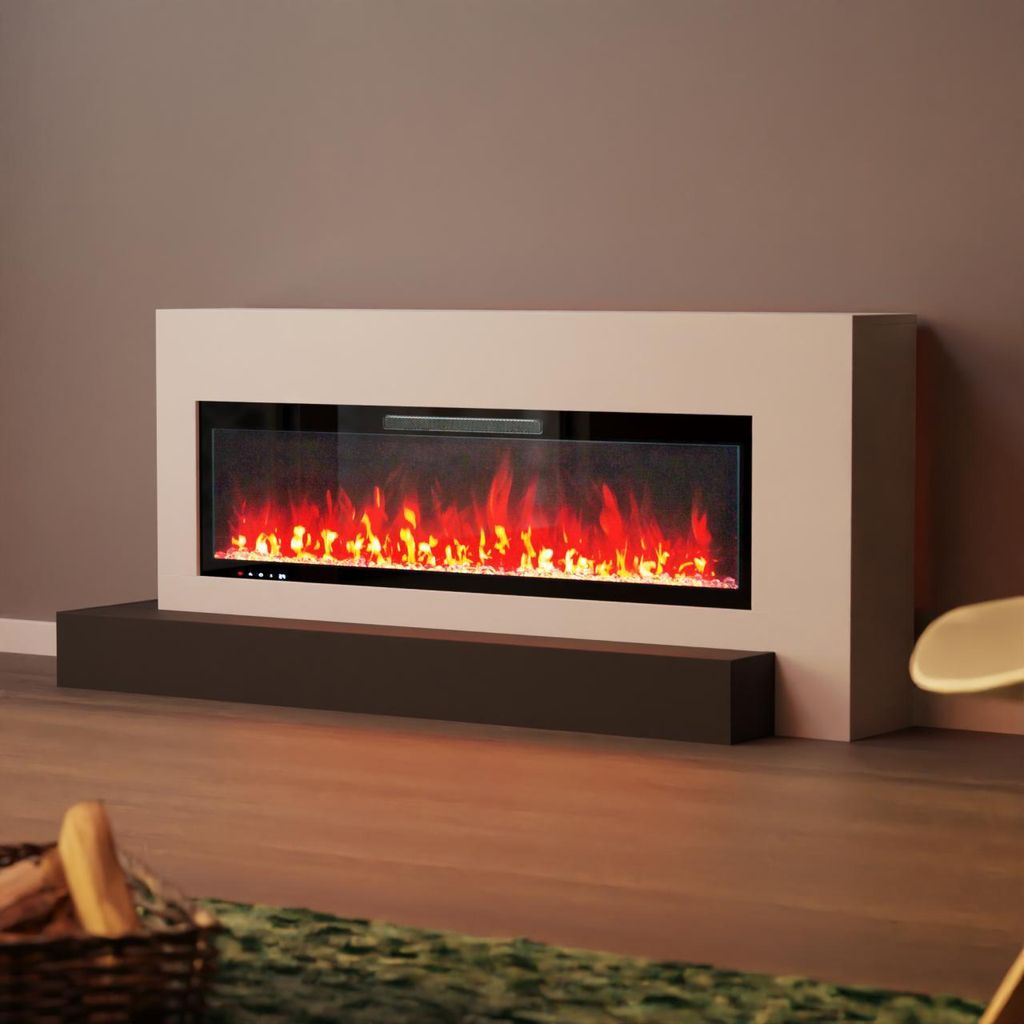 Glow Fire Elektrokamin 'Hestia 127 Links Weiss' | LED Standkamin mit Heizung (1500 W) | HxBxT: 75x149x40 cm