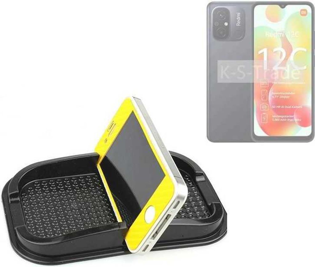 K-S-Trade Auto Anti Rutsch Matte Smartphone-Halter kompatibel mit Xiaomi Redmi 12C Haft Pad Armaturenbrett Handy-Halterung Silikon