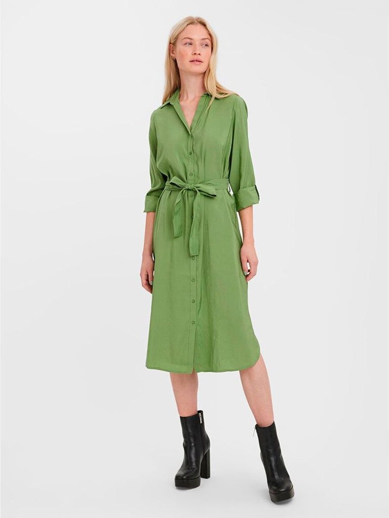 Vero Moda Bell Calf Woven Langarmkleid Grün S Frau Grün S