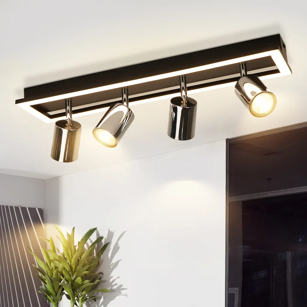 ZMH Plafoniera Argento 4 Faretti Orientabili - Luce Calda per Casa