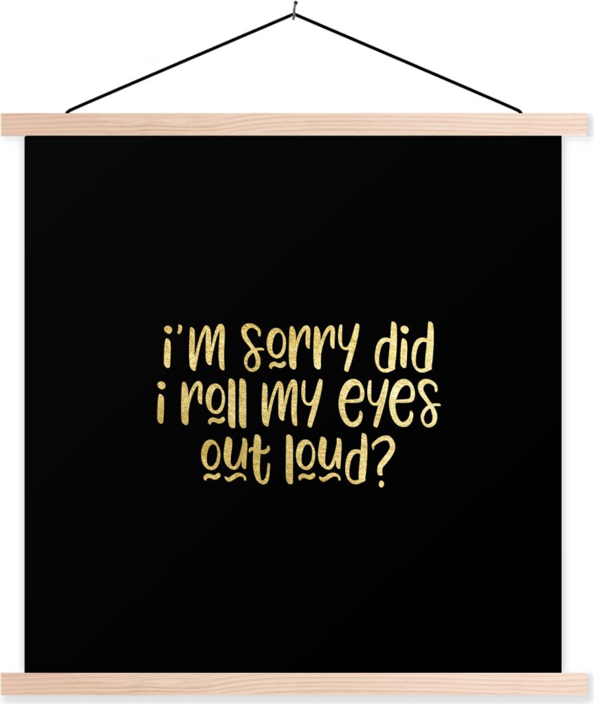 MuchoWow Textilposter Zitat - Augen - Gold - Schwarz 120x120 cm mit holzfarbenen Rahmen - Textil-Poster