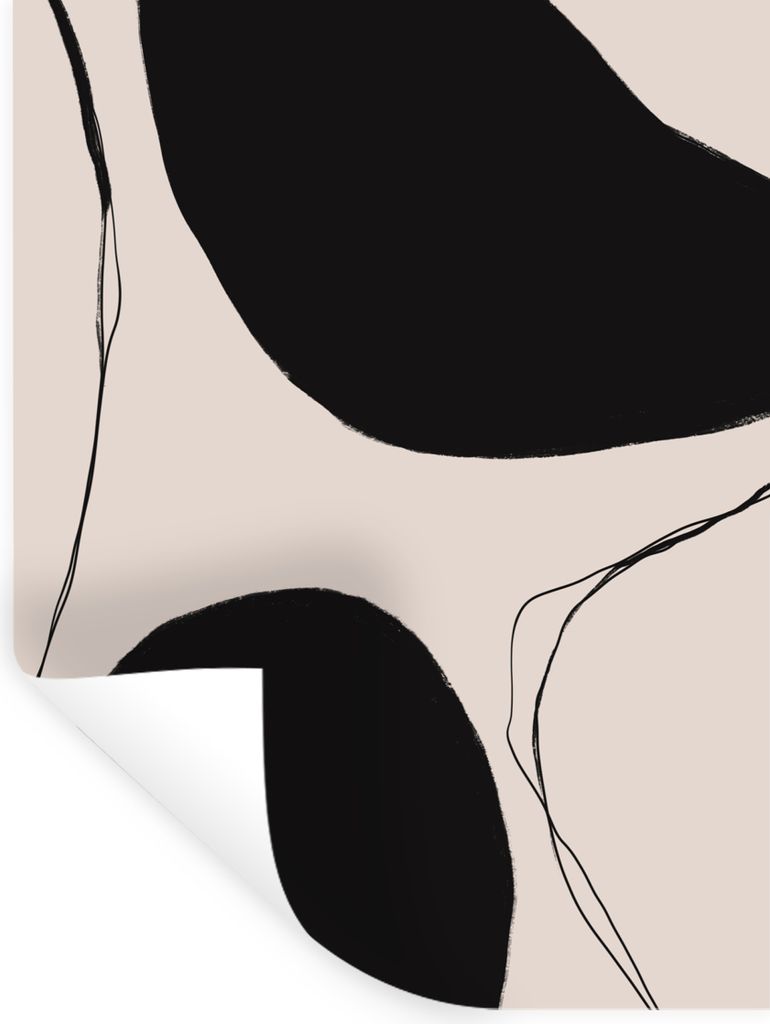 MuchoWow Wandtattoo Wandsticker Wandaufkleber Pastell - Schwarz - Minimalismus 60x80 cm Selbstklebend und Repositionierbar - Repositionierbar - W...