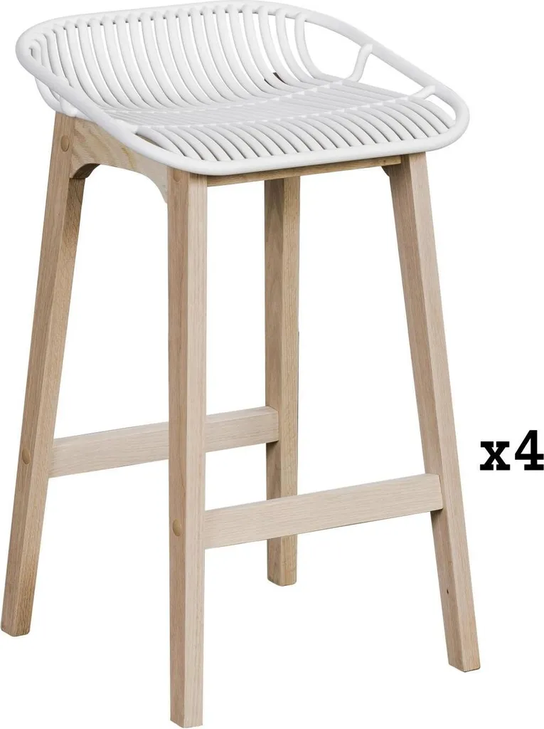 Chaises de bar MALMO 65cm en bois de chêne massif et assise durable