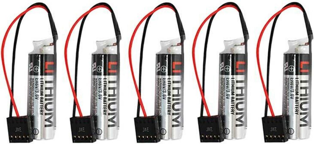 5er Pack Toshiba ER3V 3.6V 1000mAh JZSP-BA01 PLC Lithiumbatterien mit schwarzem Stecker