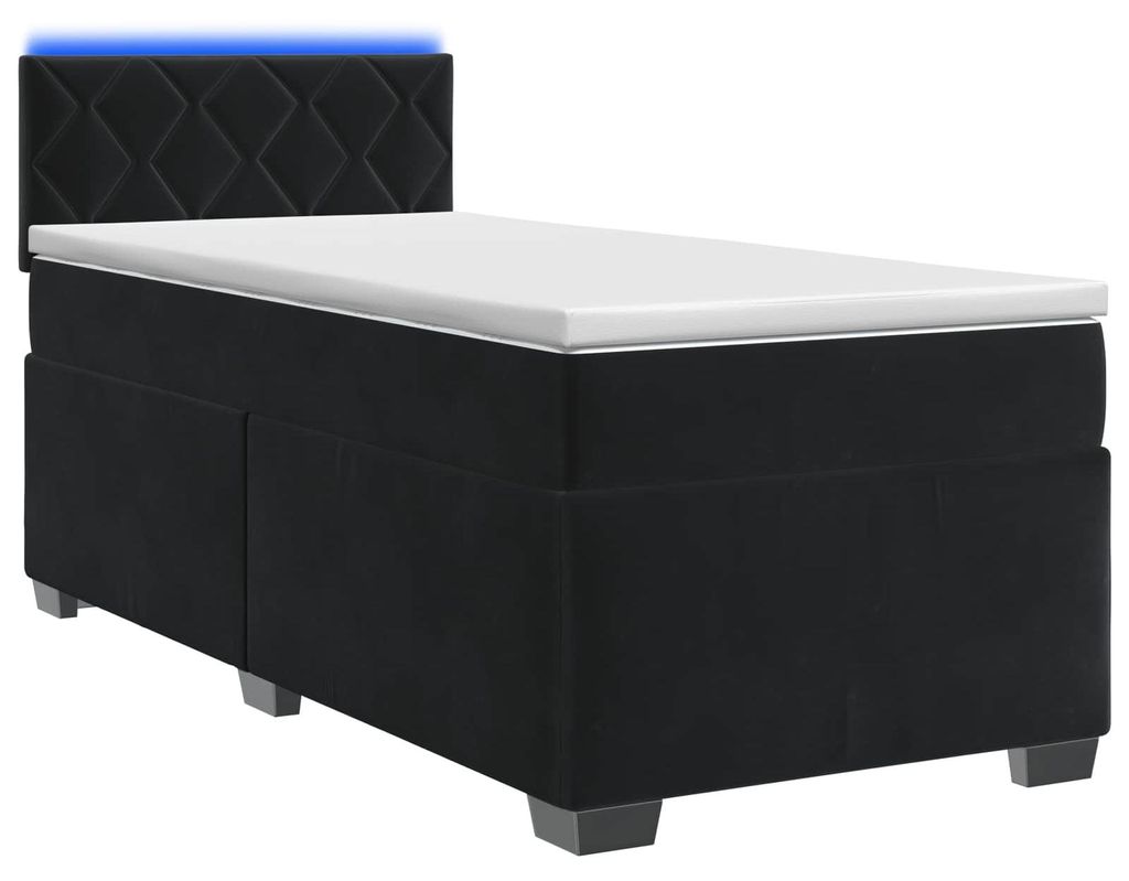 vidaXL Boxspringbett mit Matratze und LED Schwarz 90 x 200 Produktbild 