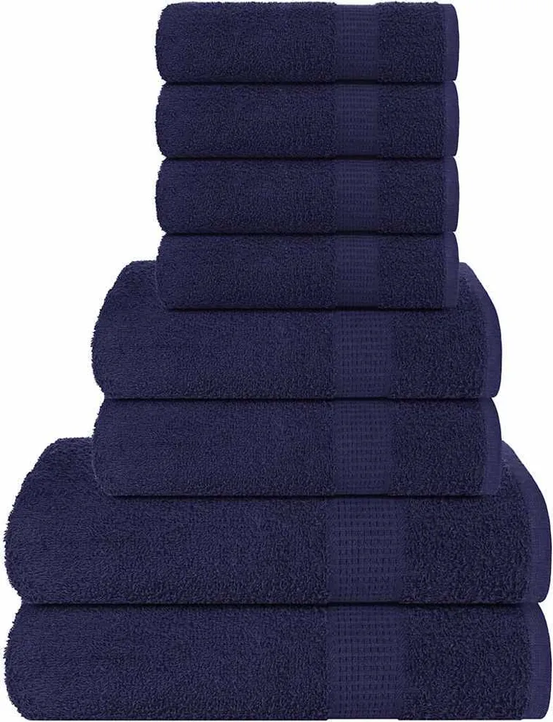 Set Bagno 8 Pezzi Blu Navy Cotone 360g/m² | Design e Assorbenza